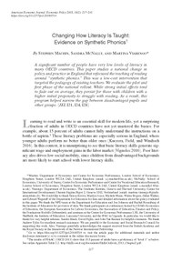 Changing how literacy is taught: evidence on synthetic phonics