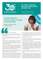 JET: 30 Years on a story of vision, courage and partnership Speech by Cheryl Carolus 6 October 2022